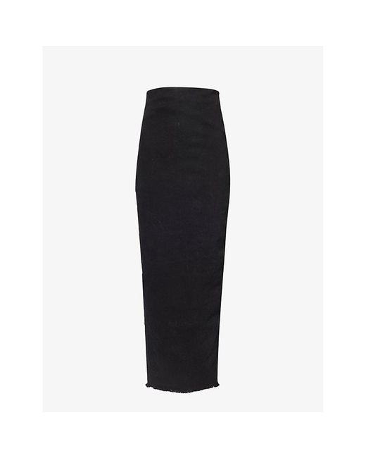 Rick Owens Black Pillar High-waist Stretch-denim Blend Maxi Skirt