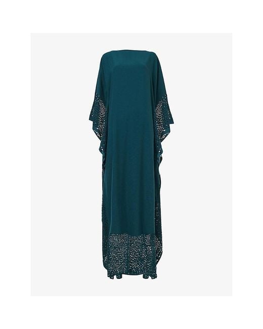eem Green Laser-Cut Relaxed-Fit Woven Kaftan