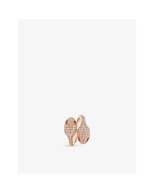 BVLGARI White Serpenti Seduttori 18Ct Rose- 0.56Ct Brilliant-Cut Diamond And Rubellite Ring