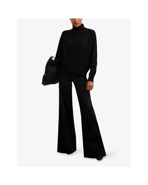 Reiss Black Wendy Roll-Neck Wool Jumper