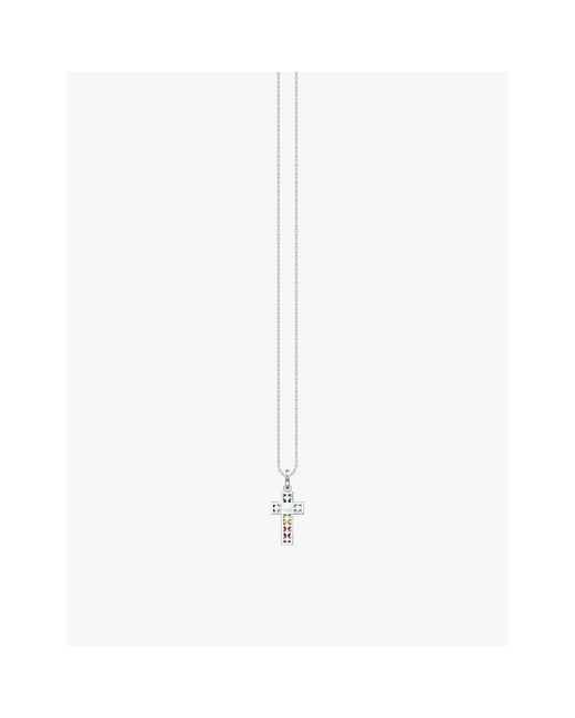 Thomas Sabo White Cross Sterling- Zirconia And Glass Pendant Necklace