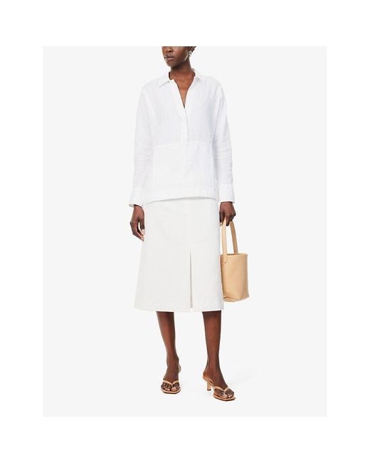 Vince White Crosshatch-stitch Relaxed-fit Linen Shirt