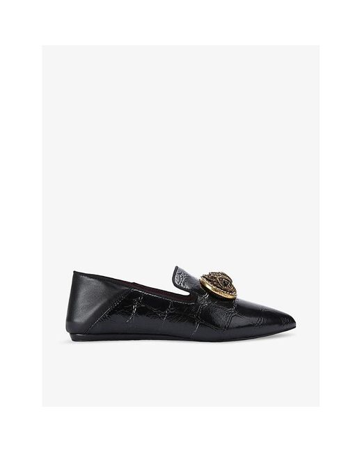 Kurt Geiger Black Chelsea Eagle-Embellished Flat Patent-Leather Loafers