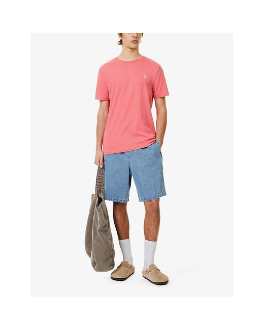 Polo Ralph Lauren Pink Brand-embroidered Short-sleeve Cotton-jersey T-shirt for men