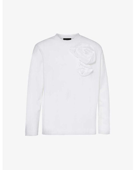 Simone Rocha White Floral-appliqué Crewneck Cotton-jersey T-shirt X for men