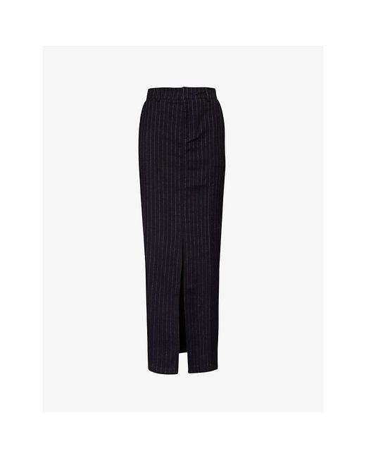 4th & Reckless Black Ruth Striped Stretch-woven Maxi Skirt