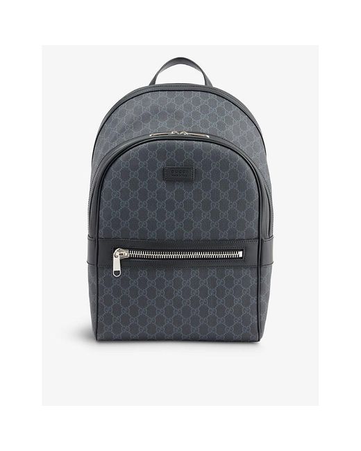 Gucci Gray Monogram-embellished Coated-canvas And Leather Backpack for men