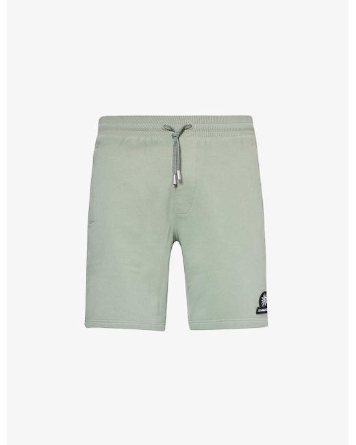 Sandbanks Green Brand-patch Elasticated-waistband Organic Cotton-blend Jersey Shorts for men