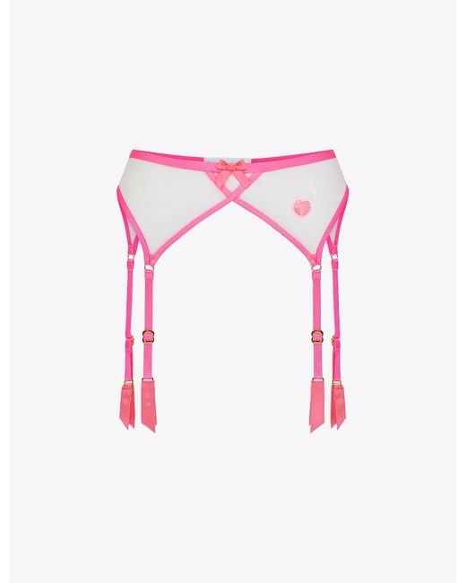 Agent Provocateur Synthetic Donnie Cherry-embroidered Mesh Suspender ...