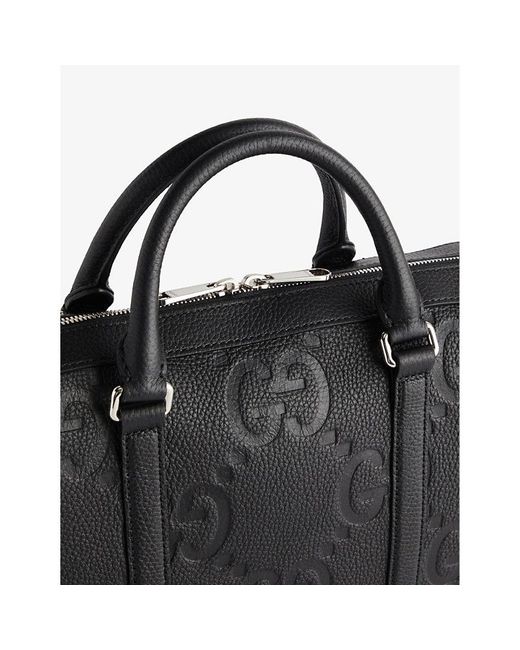 Gucci Monogramembossed Leather Briefcase in Black for Men Lyst