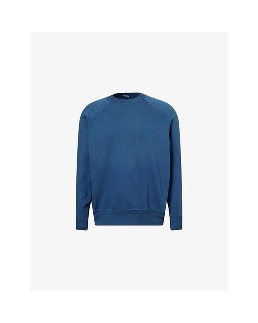 A.PRESSE Blue Vintage Crewneck Cotton-Jersey Sweatshirt for men