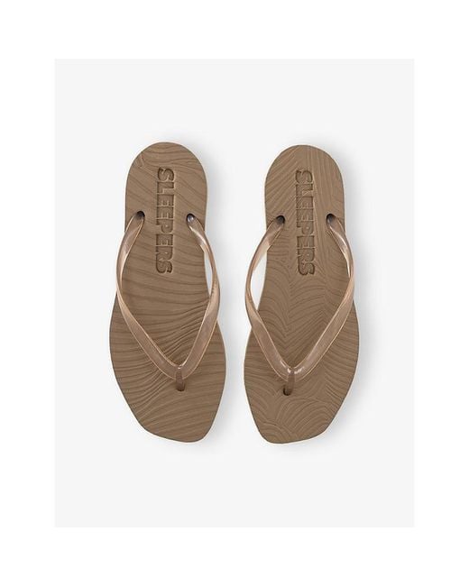 Sleeper Natural Square-Toe Rubber Flip-Flops