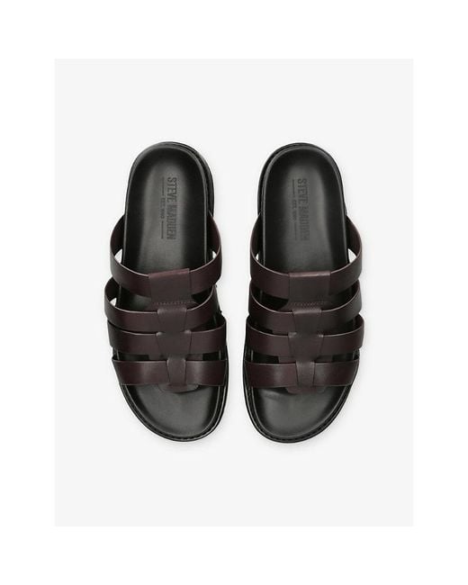Steve Madden Black Ankara Leather Sandals for men