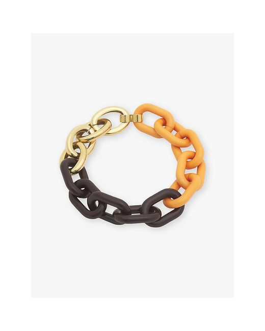 Marni Metallic Multicolour Brass And Resin Chain Necklace