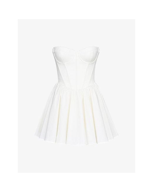 House Of Cb White Kristiana Strapless Corseted Cotton Mini Dress