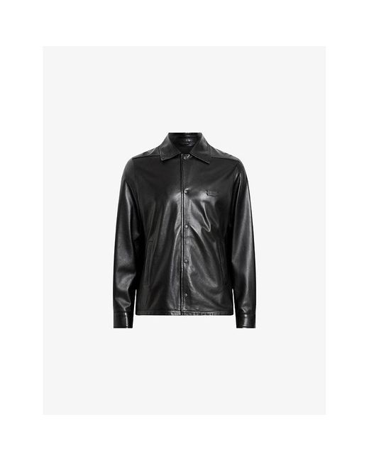 AllSaints Black Arlington Regular-Fit Leather Jacket for men
