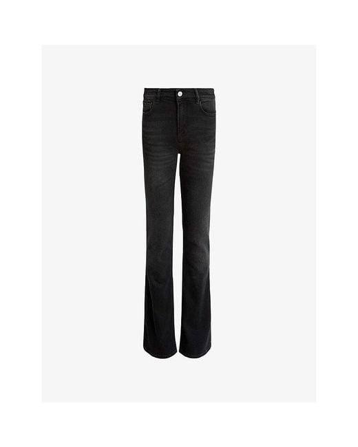 AllSaints Black Haldan Slim-Fit Boot-Cut Stretch-Denim Jeans