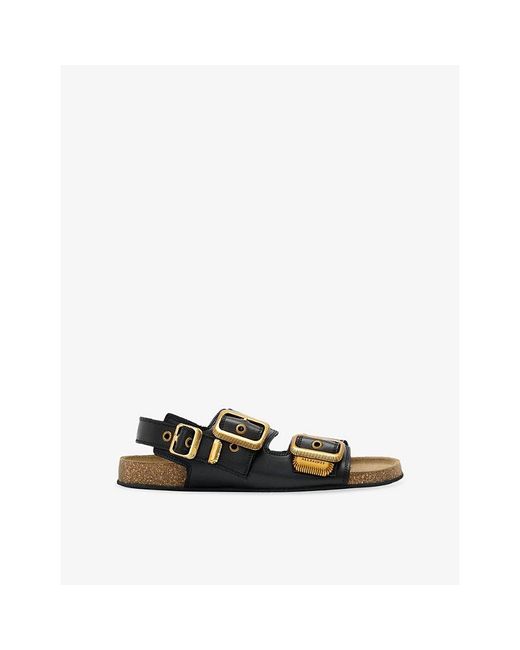 AllSaints Black Staffa Leather Sandals