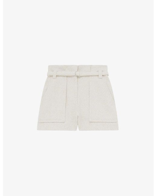IRO White Vanay Belted Tweed Shorts