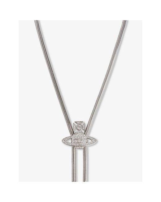 Vivienne Westwood Metallic Bolo Crystal-embellished Platinum-plated Recycled Brass Tie for men