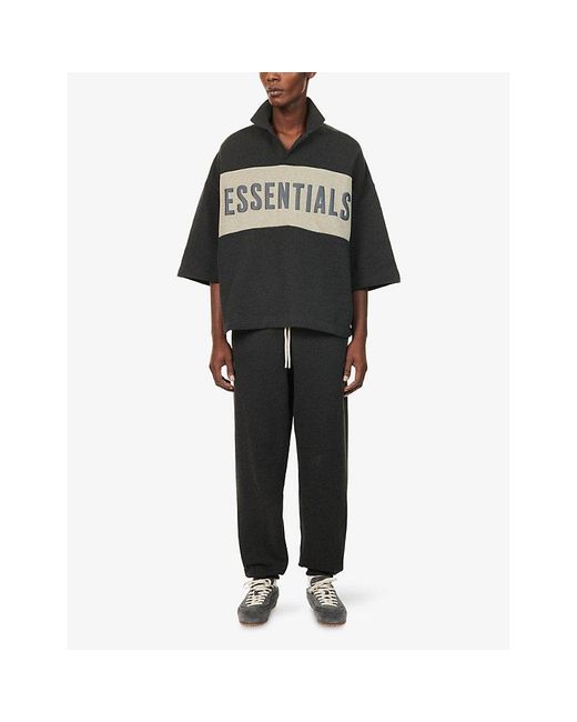 Fear Of God Black Panelled Crop Cotton-Jersey Polo Top for men