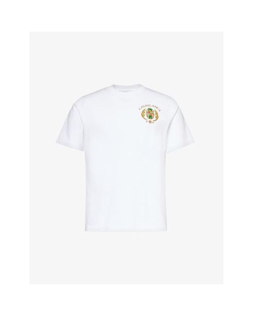 Casablancabrand White Joyaux D'afrique Graphic-print Organic Cotton-jersey T-shirt for men