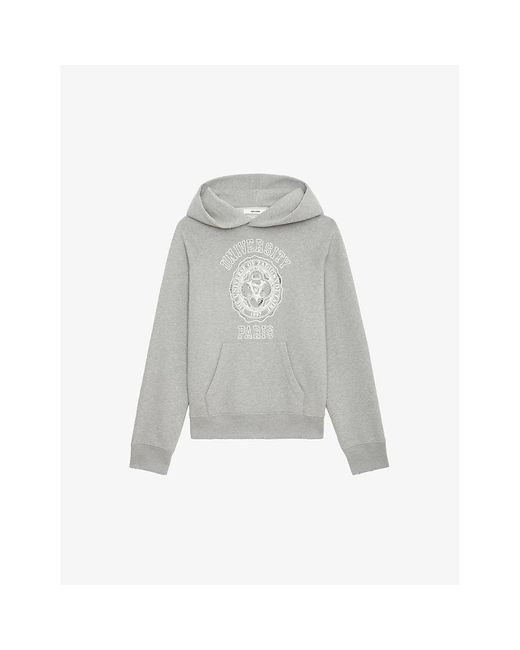 Zadig & Voltaire Gray Georgy Graphic-print Relaxed-fit Organic-cotton Hoody