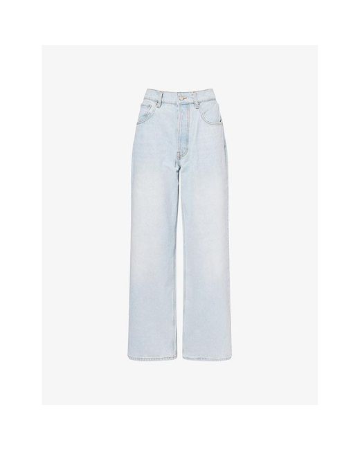Anine Bing Blue Manon Wide-Leg Denim Jeans