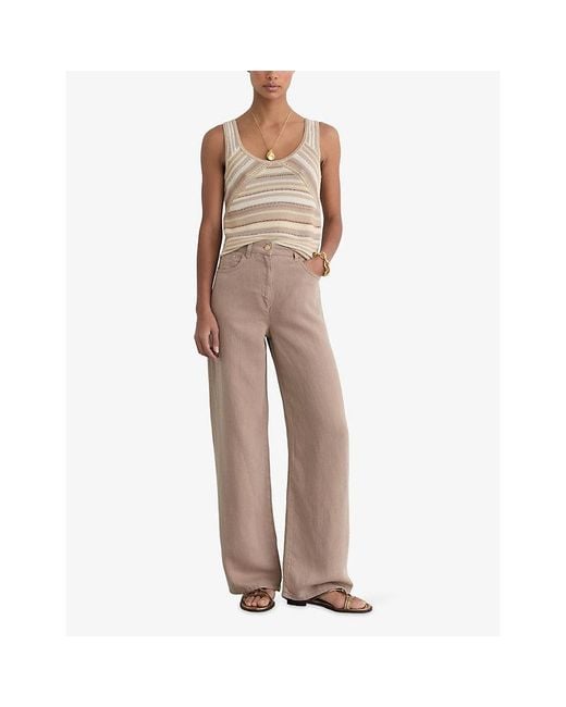 Reiss Natural Miriam Striped Scoop-Neck Knitted Vest