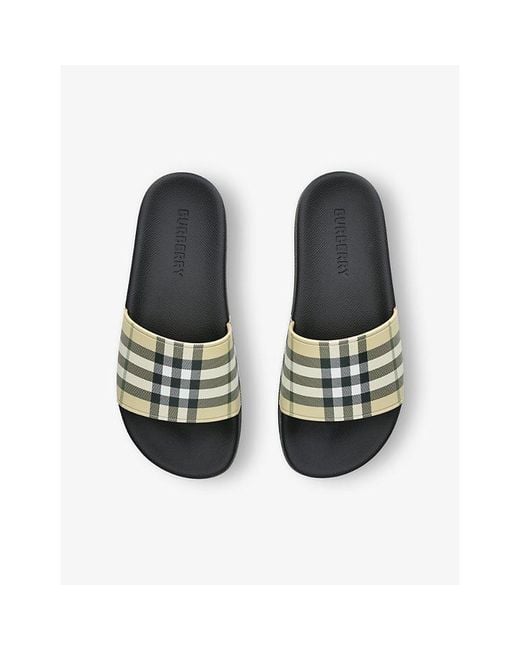 Burberry Multicolor Check-Print Canvas Sliders