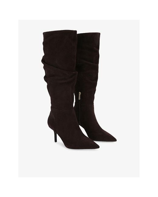 Carvela Kurt Geiger Black Spirit Slouch Suede Heeled Knee-High Boots