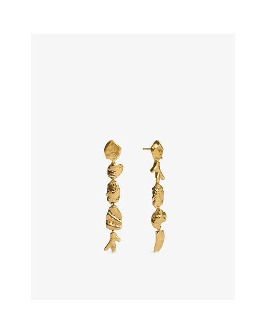 Monica Vinader Metallic Fragments Asymmetric 18Ct-Plated Vermeil Sterling- Drop Earrings