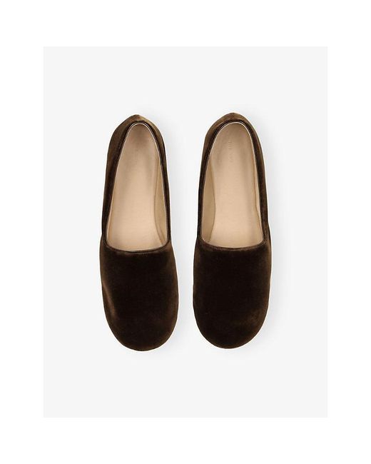 The Row Black Ponti Velvet Slippers