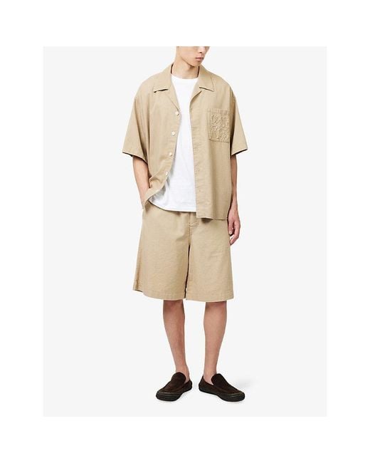 Loewe Natural Anagram-Embroidered Cotton Shorts for men