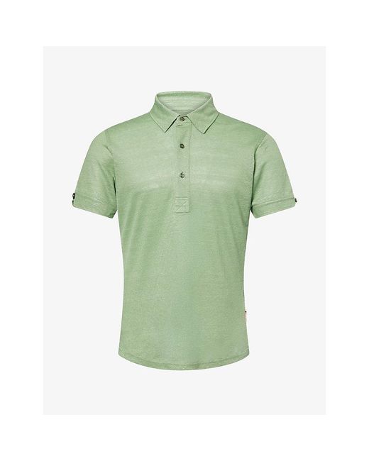 Orlebar Brown Green Sebastian Short-Sleeve Linen Polo Shirt for men
