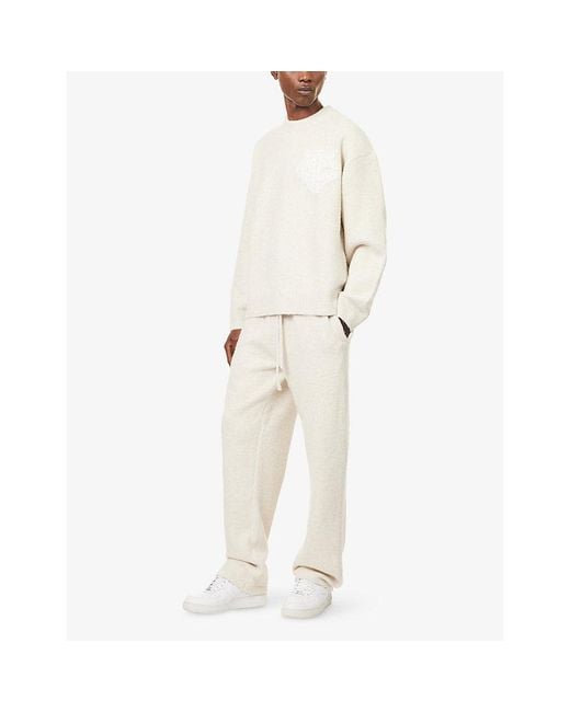 The Couture Club White Monogram Emblem Wide-Leg Knitted Jogging Bottoms for men