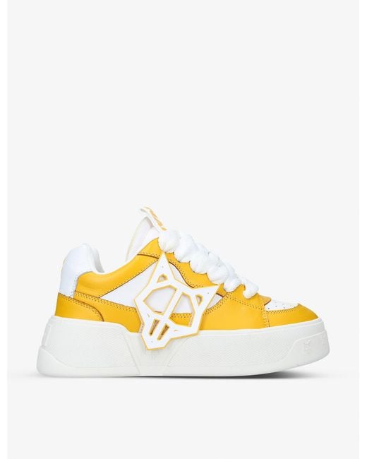Naked Wolfe Yellow Kosa Low-top Leather Trainers for men