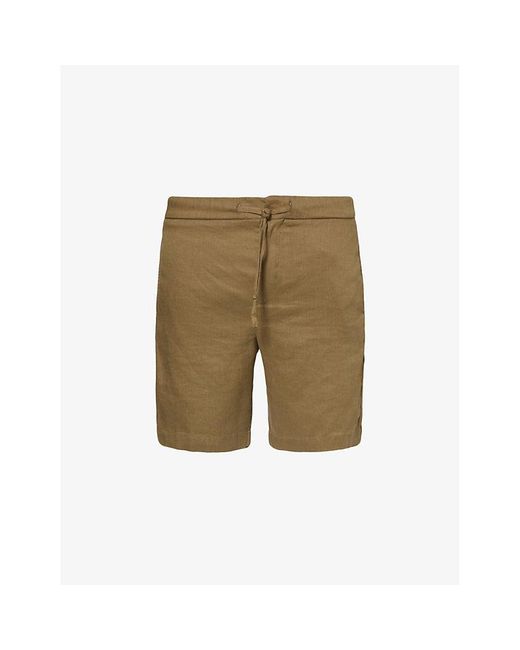 Frescobol Carioca Green Felipe Elasticated-waist Linen And Cotton-blend Shorts for men