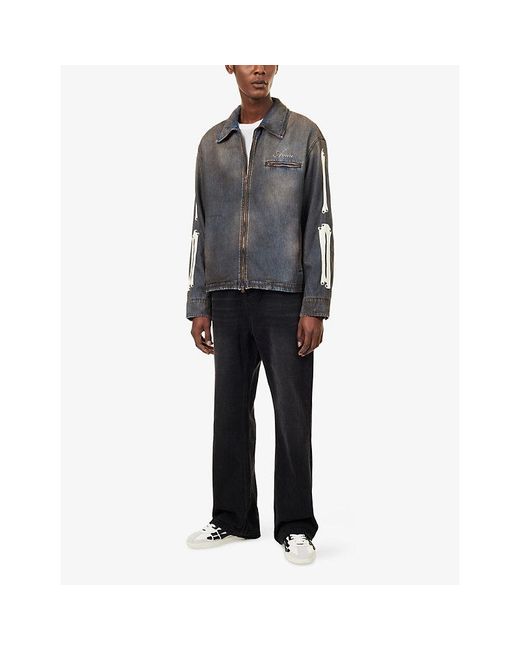 Amiri Gray Lea Bones Denim Jacket for men