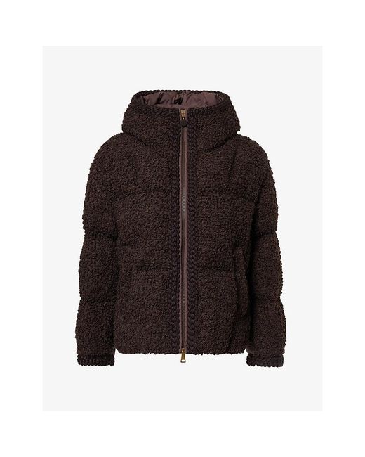 Moncler Brown Cristallin Hooded Bouclé Wool-Blend Down Jacket