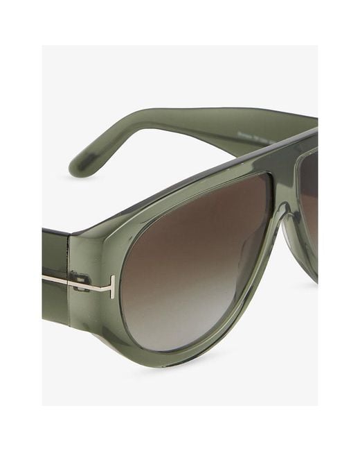 Tom Ford Gray Bronson Pilot Acetate Sunglasses for men