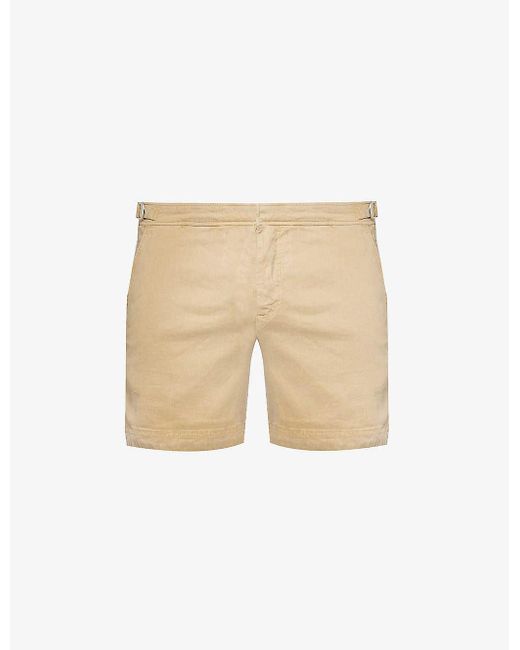 Orlebar Brown Natural Buckled-waist Straight-leg Linen-blend Shorts for men