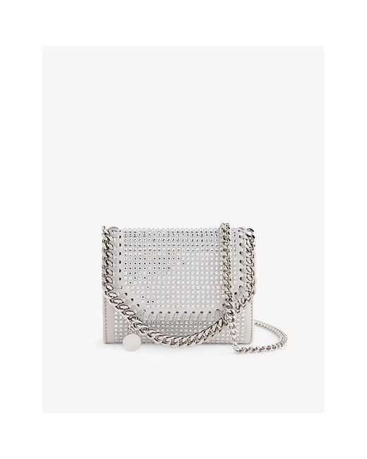Stella McCartney White Falabella Crystal-embellished Woven Shoulder Bag