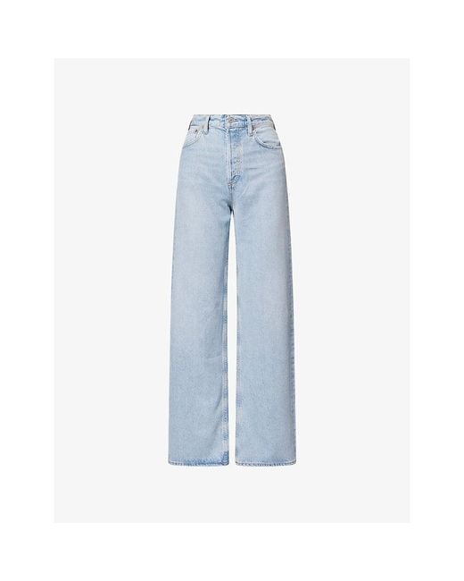 Agolde Blue Ren High-Rise Wide-Leg Denim Jeans