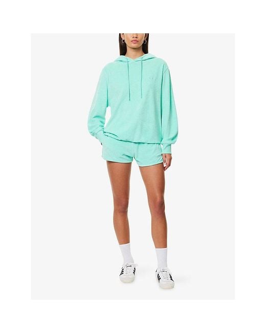 Hunza G Blue Towelling Relaxed-Fit Cotton-Jersey Hoodie