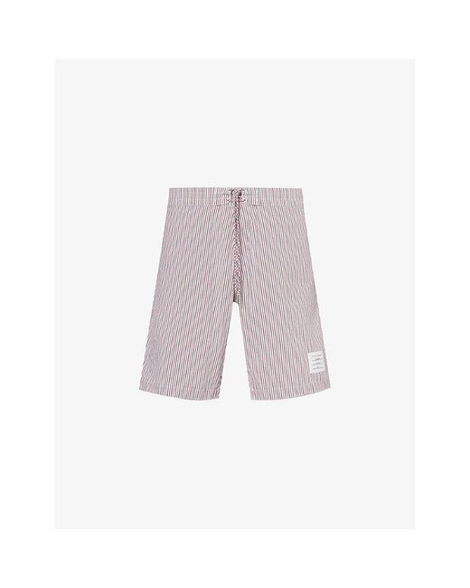 Thom Browne Pink Board Striped Brand-patch Woven Short for men