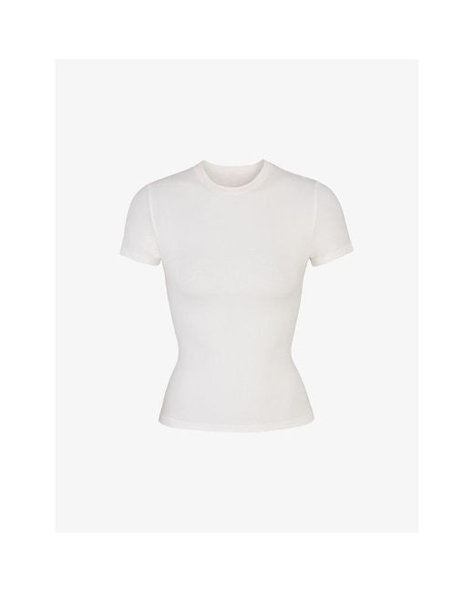 Skims White Short-sleeved Slim-fit Stretch-cotton T-shirt