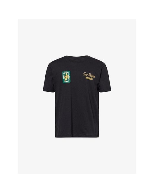 True Religion Black Orchard Stamps Logo Cotton T-Shirt for men