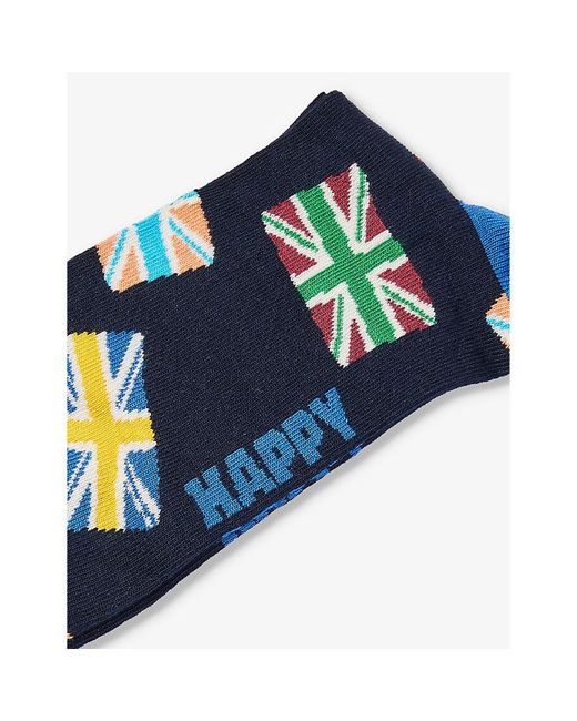 Happy Socks Blue London Edition Flag Stretch Cotton-blend Socks for men