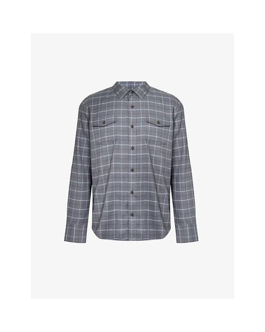 PAIGE Blue Everett Check-pattern Cotton-blend Shirt X for men